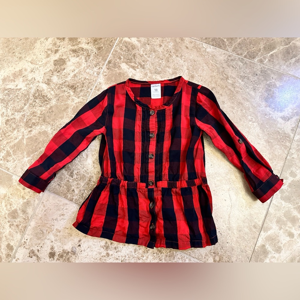 Carter's Red and Black Plaid Shirt